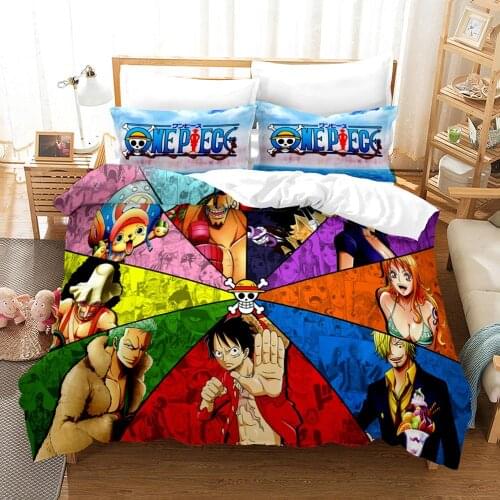 3D ONE PIECE Team Bedding Set Cartoon Anime Duvet Cover for Adults 3D Quilt King Size Boys Child Luffy Zoro Chopper Bed Linens