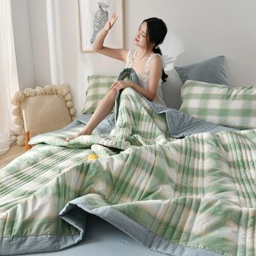 Summer Quilt Air-conditioning Quilt Single Double Air-conditioning Quilt Summer Striped Checkered Quilt