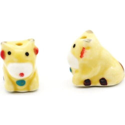 Hot 10pcs/lot Chinese Fashion Ceramic Beads 20x17mm Cute Lion Shape Porcelain Pendants Favor Handmade DIY Accessories Mini Charm