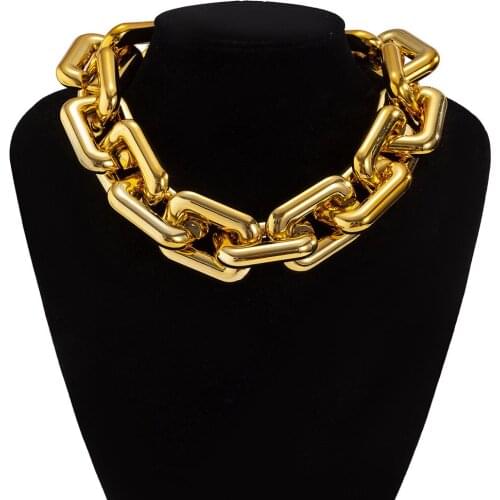 Hot Sale Jewelry Sets CCB 2 Colors Square Buckle Punk Hip Hop Geometric Choker on the Neck Hyperbole Necklace Bracelet Sets Lady