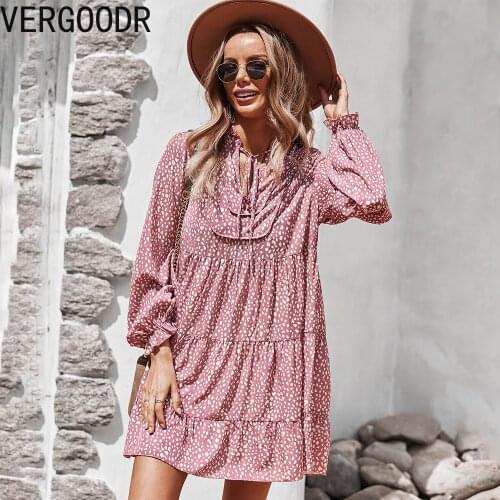 Leopard Print Mini Dress Woman 2021 Autumn Long-sleeved Korean Loose Dresses for Women A-line Casual Dress Vestidos De Mujer