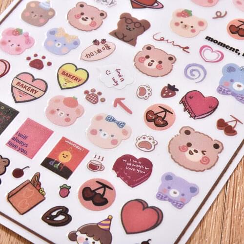 Cute Cartoon Bear Set Nails Sticker for Nail Decoration Back Glue Nails Art Stickers Decals Design Manicure Transfer Foil Decals