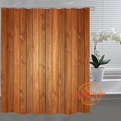 New Fashion wood Custom Shower Curtain Fabric polyester Bathroom Curtain Acceptable Custom curtain for bath room