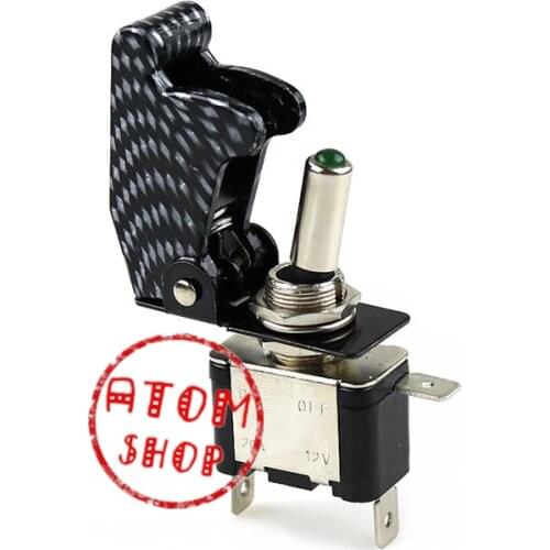 2017 New 12V 20A Illuminated LED Toggle Switch Control ON/OFF + Aircraft Missile Style Flip Up Cover TG green