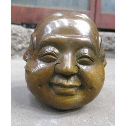 Wholesale factory China brass copper Buddhism four face Buddha head sculpture Sculpture Statue