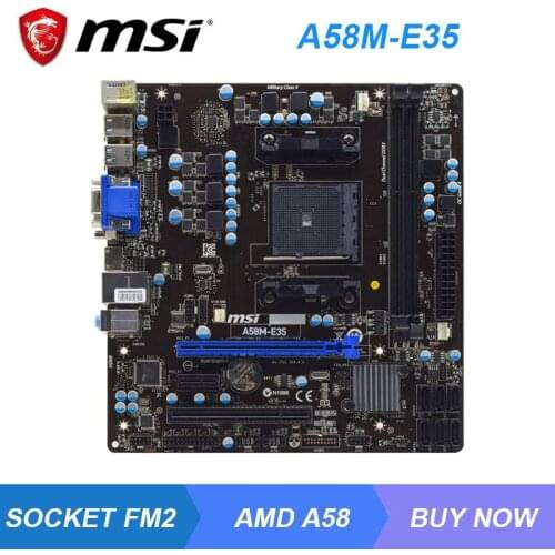 MSI A58M-E35 Socket FM2 AMD A58 Original PC Motherboard DDR3 32GB AMD A-Series/Athlon Cpus HDMI USB2.0 PCI-E 3.0 x16 Micro ATX