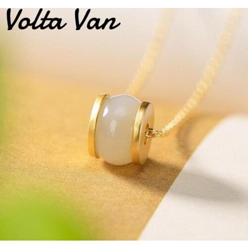 Volta Van Women Pendant Necklaces 925 Sterling Silver Clavicle Chain 2021 New Natural Jade Fine Jewelry Elegant Trendy Necklaces