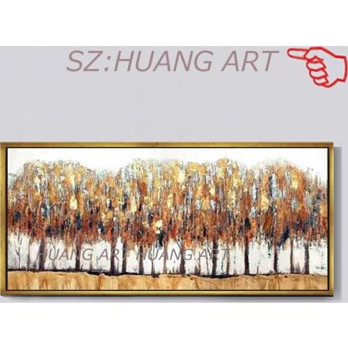Hand Painted Knife Gold Tree Oil Painting On Canvas Large Palette 3D Paintings For Living Room Modern Abstract Wall Art Pictures