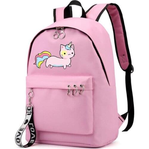 Cute Cat Backpacks for Students Candy Color Shoulders Backpack Large Capacity Teenagers Travel Bags Back to School Bag