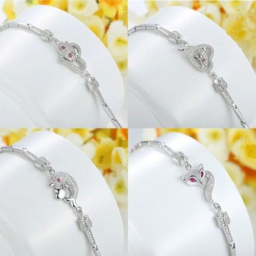 S925 Sterling Silver Inlaid Zircon Small Fresh Four Leaf Clover Bracelet Lucky Flower Fashion Jewelry Fox Bracelet Gift