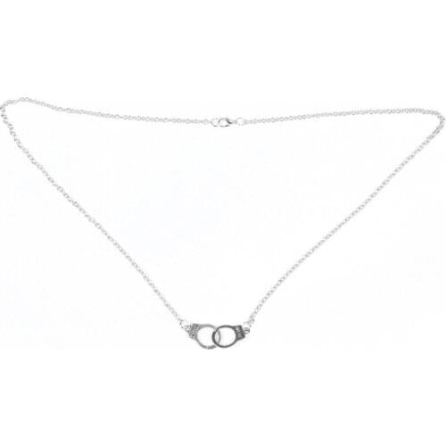 Silver Chain with Handcuffs Pendant Necklace