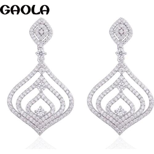 GAOLA Vintage Plant Shape Dangle Earrings For Wedding Party Top Quality AAA Colorful Cubic Zirconia Earring