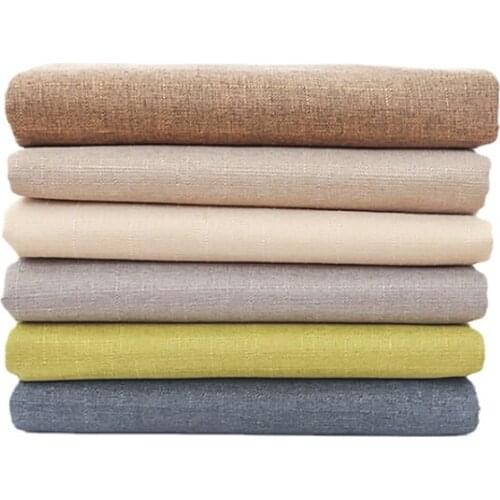 Width 59'' Solid Color Comfortable Thickened Plain Coarse Cotton Linen Fabric By The Yard For Tablecloth Pillow Sofa Material