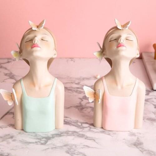 Nordic Butterfly Girl Figurines Home Decor Modern Resin Miniatures Figurines For Interior Home Ornaments Living Room Decoration