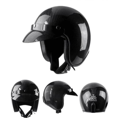 New Light Half Cover really Carbon Fibre Motorcycle Helmets Half Face Motorbike Helmet Retro Casco moto Casque Locomotive Helmet