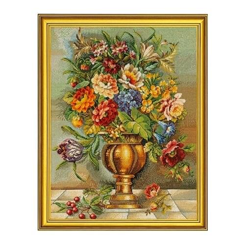 Vintage Vase Flowers 2 Top Quality Embroidery Needlework 14CT Unprinted Cross Stitch Kits DIY Art Handmade Home Decor