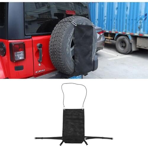 Stowing Tidying Up Rear Spare Tire Trash Garbage Storage Bag for Jeep Wrangler JK 2007-2017 PVC Black Car Exterior Accessories