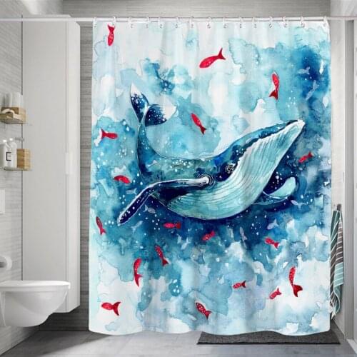 Lovely Animals Deer Panda Wolf Cat Tiger Shower Curtains Whale Bathroom Frabic Waterproof Polyester Bath Decoration Hooks