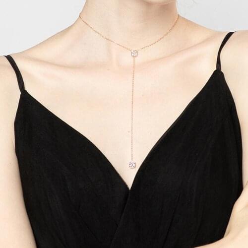 925 Sterling Silver Jewel Female Gold Round CZ Long Necklaces for Women 2019 Statement Accessories Christmas Party Gifts