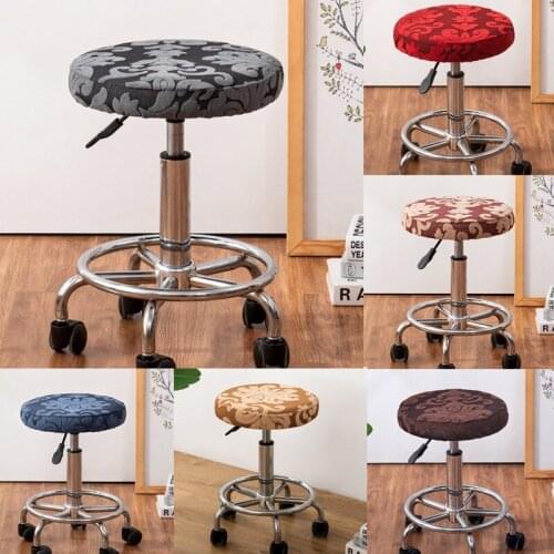 1Pcs Round Removable Chair Cover Bar Stool Cover Thick Elastic Seat Cover Home Chair Slipcover Round Chair Bar Stool Solid Color