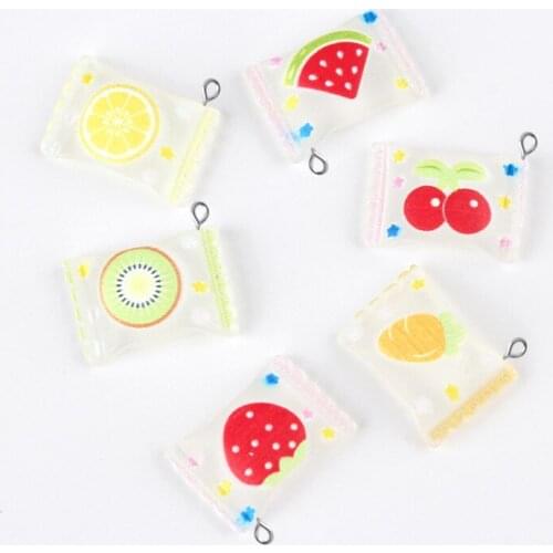 10pcs 15*21mm Mix Resin kiwi fruit cherry orange sugar sweet candy charms ornament decoration Jewelry making Handicraft Material