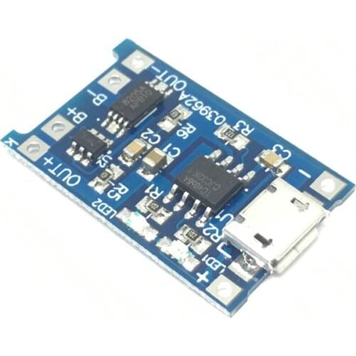 100pcs Micro USB 5V 1A 18650 TP4056 Lithium Battery Charger Module Charging Board With Protection Dual Functions