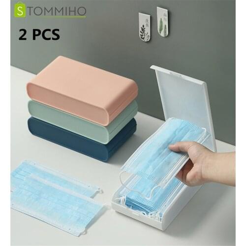 STOMMIHO 2 PCS Storage Box Disposable Mask Pollution-Proof Face Cover Storage Case Simple Portable Sundries Organizing Box