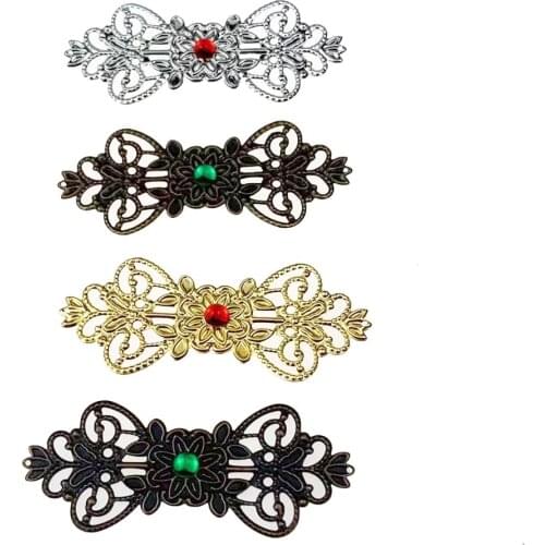 10 pcs/lot 3*7.5cm Bow Metal Filigree Flowers Charms Setting Jewelry DIY Components Receptacle