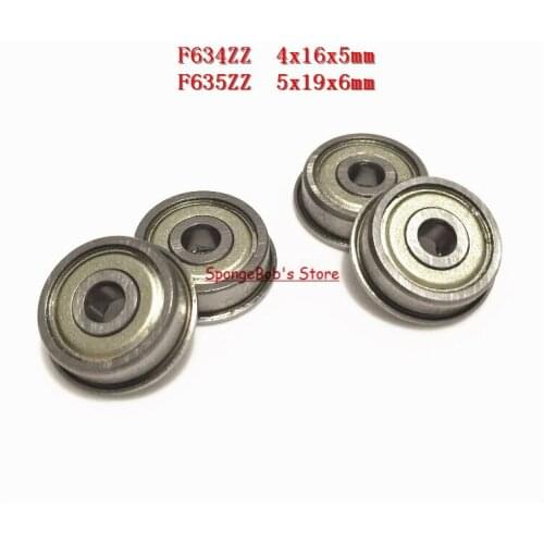30pcs/Lot F634ZZ 4x16x5mm / F635ZZ 5x19x6mm Flange Bearing Deep Groove Ball Radial Ball Bearing