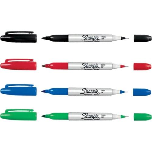 4colors Sharpie Permanent Marker Oil Paint Marker Pens Dual Tip Ultra Fine Fabric Paint on CD Metal Glass Wood School Supplies