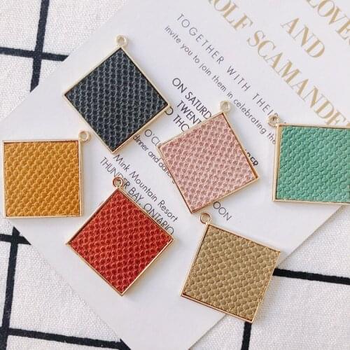 4 pieces / Autumn and winter new alloy leather geometric diamond pendant wild female earring accessories
