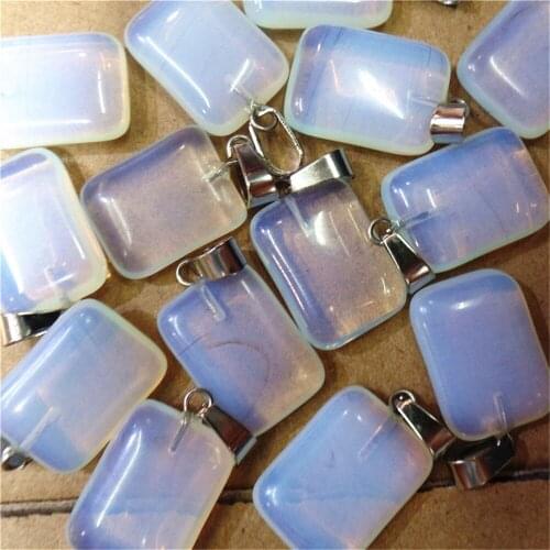 50Pcs 20x16x6mm Wholesale White Opal Oblong Pendant Bead DIY Jewelry Accessories Earrings S545