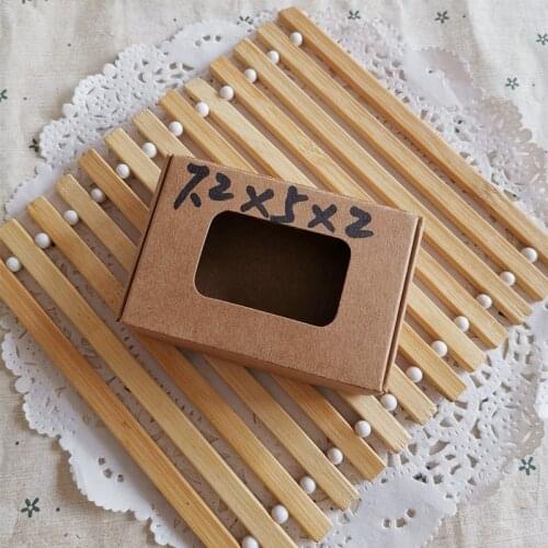 50Pcs 7.2*5*2cm Paper Craft boxes With Window For Cardboard Handmade Soap Brown Box Packing Boxes Paper Candy Gift Package