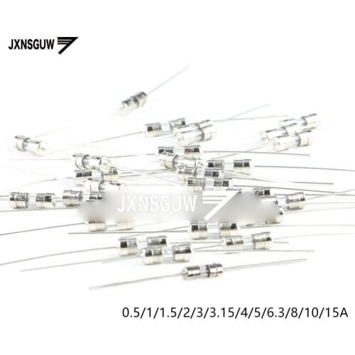 50PCS 3.6*10mm Leaded fuse / tube 0.5A/1A/1.5AV/2A/3A/3.15A/4A/5A/6.3A/8A/10A/15A 250V slow break Quick break Double cap lead