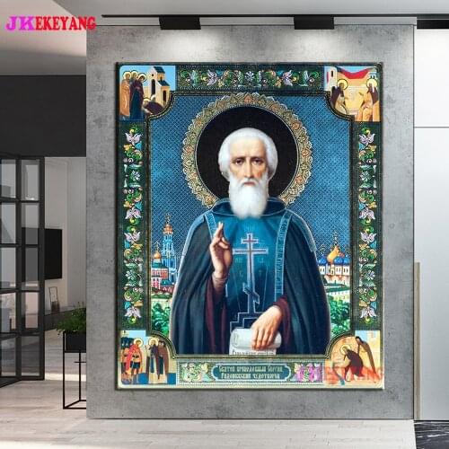 5D DIY square/round Diamond painting Saint Sergius of Radonezh Cross Stitch Diamond Embroidery Pattern Rhinestone J3142