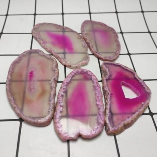 6-7cm 1pcs natural pink Agate Slice Coaster Brazil Raw Gemstone Crystal Ornament Home Decor random