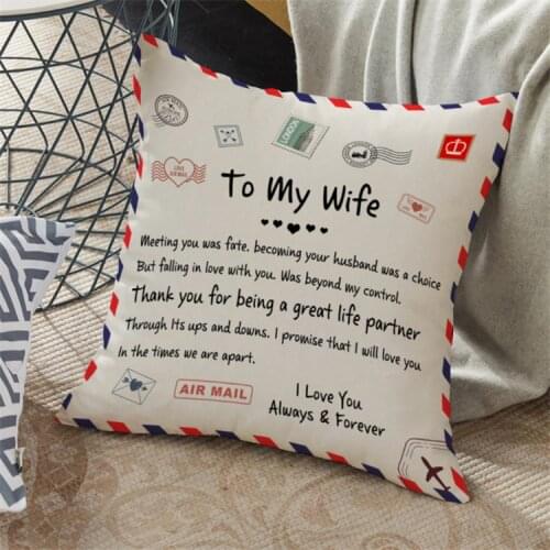 Air Mail Letter Peachskin Pillow Case To My Daughter Son Decorative Throw Pillowcase Home Cushion Pillow Cover Anniversary Gift
