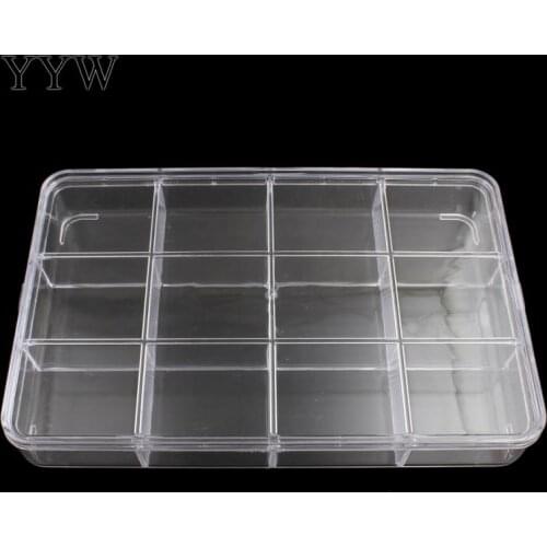 Big Plastic Tool Box Case 12 cells Jewelry Rings Craft Organizer Storage Beads tiny stuff Compartments Containers Makeup Box