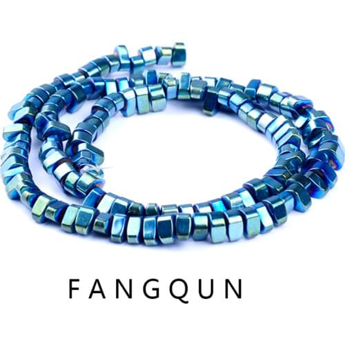 Natural Stone New 8colors Hematite Beads Bright Geometric shape Loose beads for DIY Necklace Bracelet Jewelry Making Accessories