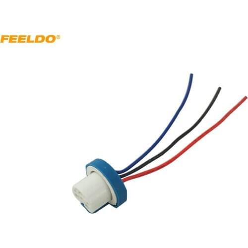 FEELDO 2Pcs 9007 Ceramic Socket Xenon Lamp Wiring Harness for Headlight 9007 Light Bulb Holder Connector Adapter
