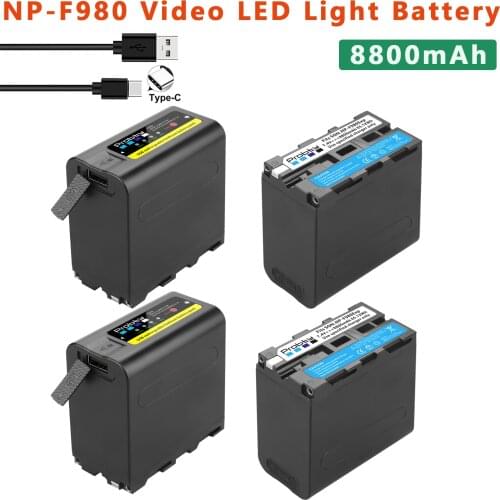 4Pcs NP-F970 NP-F980 8800mAh with LED power indicator Photographic Lamp Battery for NP F970 F960 LED Video Light Lamp Battery