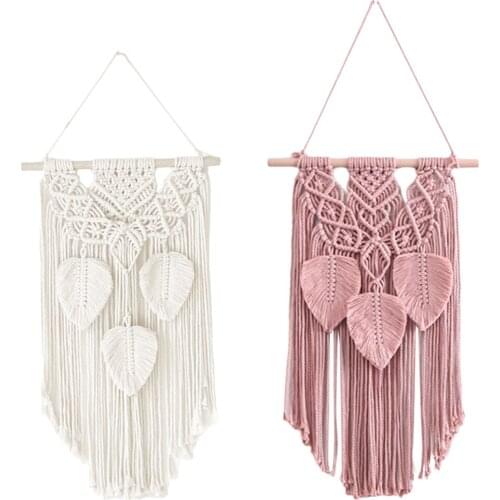 Chic Cotton Handwoven Tapestry Leaf Wall ing Art Bedroom Art Ornament