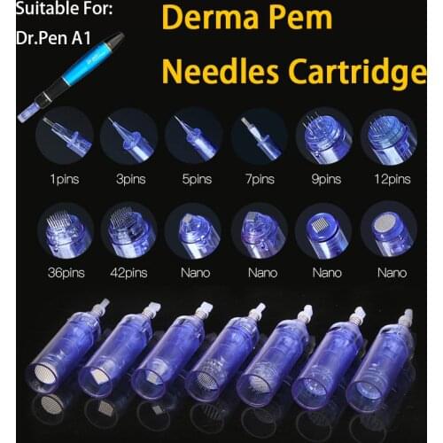 100Pcs Derma Pen Bayonet Needle Cartridge 1/3/5/7/9/12/36/42/Nano Replacement Needle Cartridge For Dr.Pen A1 Tattoo Micro Needle