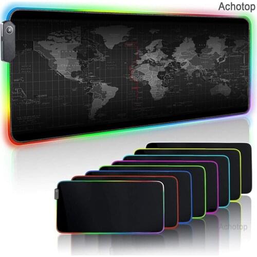 World Map Mouse Pad RGB Gaming Large Led Custom Mousepad Gamer Mouse Mat xxl Carpet For keyboard Desk Mat Mause with Backlight