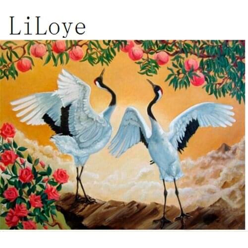 LI LOYE Diamond Embroidery Flowers Crane Fruit DIY Diamond Painting Cross Stitch Rhinestones Mosaic Sticker Decor paintings Q946