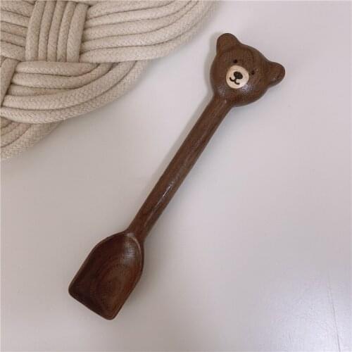 Bear Cutlery Wooden Spoon Tableware Walnut Coffee Spoon Handmade Honey Spoon Jam Spoon Kitchen Accessories Eco Friendly Products