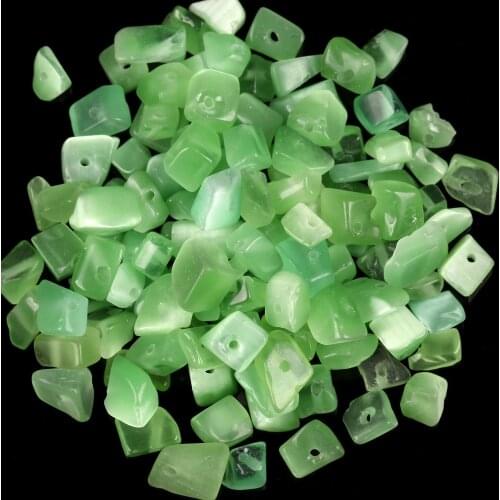 Natural Green Cat Eye Gravel Shape Opal Irregular Stone For Jewelry Making 15 Inches Bracelet Necklace Decoration Loose Beads