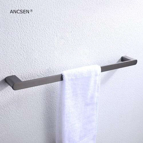 Stainless Steel Gun Grey Bathroom Towel Rack Wall-Mounted Bath Towel Shelf Holder Balcony Storage Clothes Hanger Shelf Towel Bar