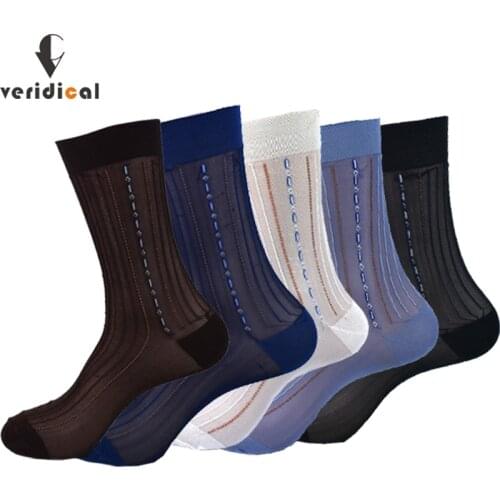 Veridical 10 Pairs/Lot Large Size Summer Socks Mens Nylon Thin Breathable Men Silk Socks Business Work Party Dress Long Socks