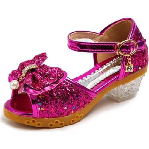 Girls Shoes Children Leather Sandals Halloween Child High Heels Girls Princess Sandals Party Shoes